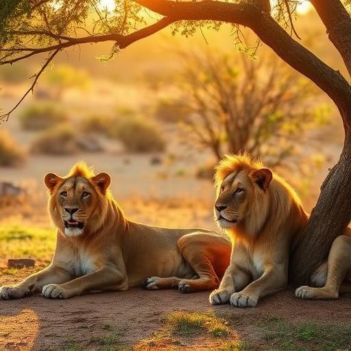 A pride of lions resting in the shade in Kruger National Park