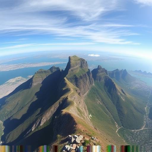 Panoramic view of Table Mountain and Cape Town from Lion's Head