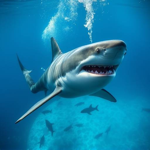 Swimmers cage diving with great white sharks off the coast of Gansbaai