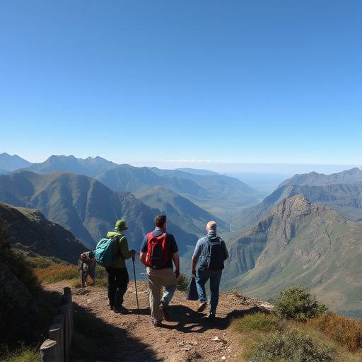 Tourists exploring the Drakensberg Mountains on a guided hiking trip