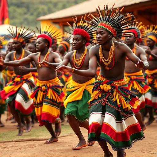 Traditional Zulu dancers performing a cultural dance