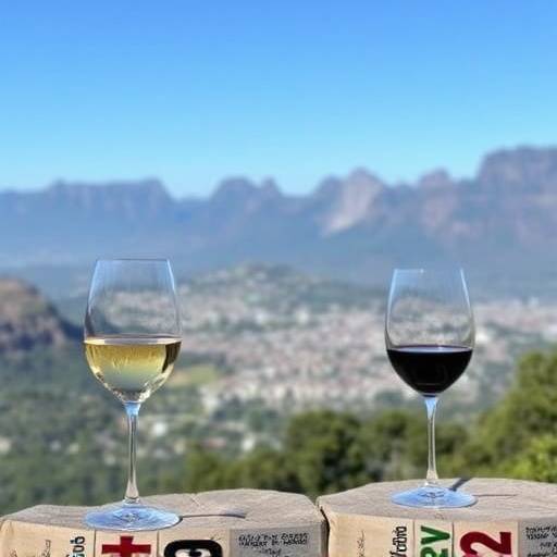 Wine tasting in Stellenbosch vineyards with mountains in the background